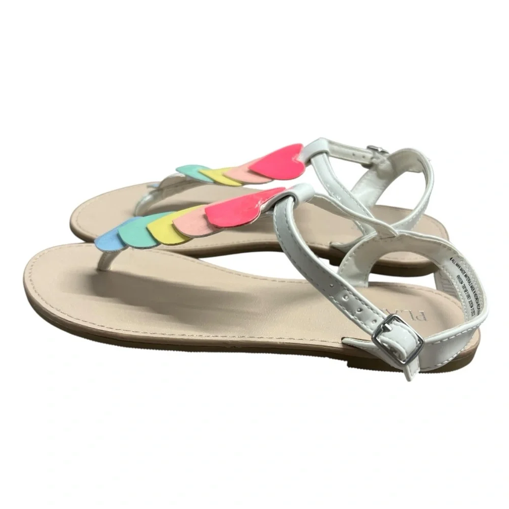 The Children’s Place Sz 4 White Rainbow Heart Sandals